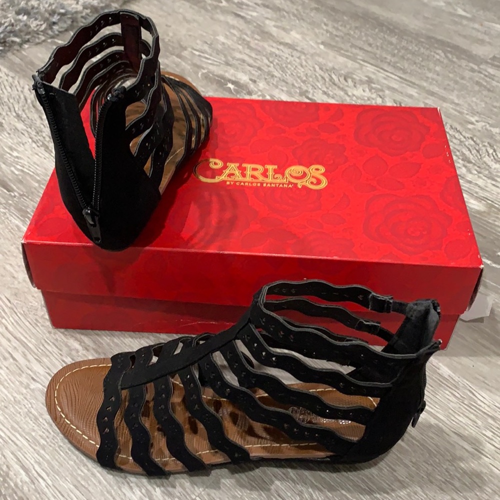 Black back zip sandal